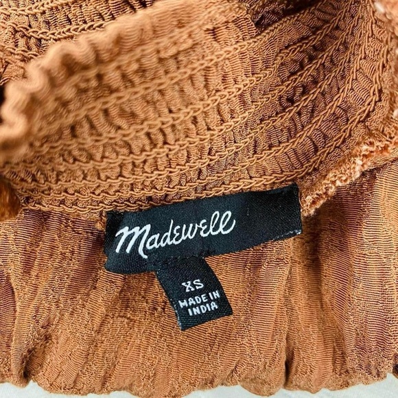 Madewell Brown Tan Animal Printed Mock Neck Ruffle Hem Mini Dress - Picture 8 of 8